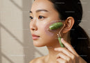 Jane Applying Jade Roller for Facial Rejuvenation and Skin Care