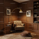 Cozy reading corner with classic armchair and warm lighting