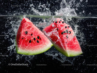 Vibrant Watermelon Slices Splashing in Water for Refreshing Summer Vibe