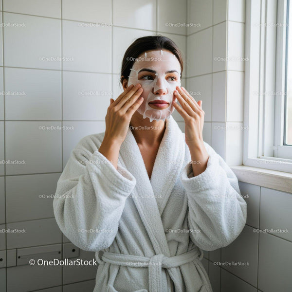 Woman Applying Facial Mask for Skincare and Relaxation
