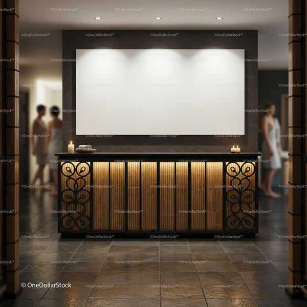 Elegant Spa Reception with Warm Ambient Lighting JPG Mockup Image