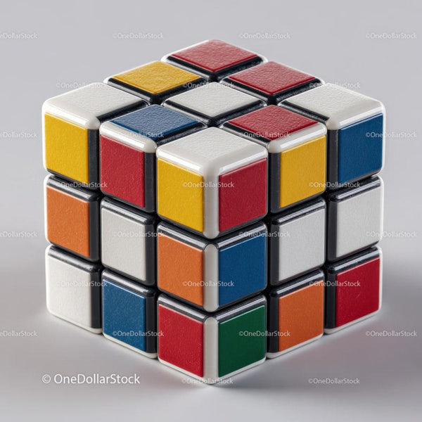 Multicolored 3D Puzzle Cube With Colored Squares