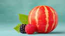 Fresh Peach and Berries with Vibrant Colors on Light Background