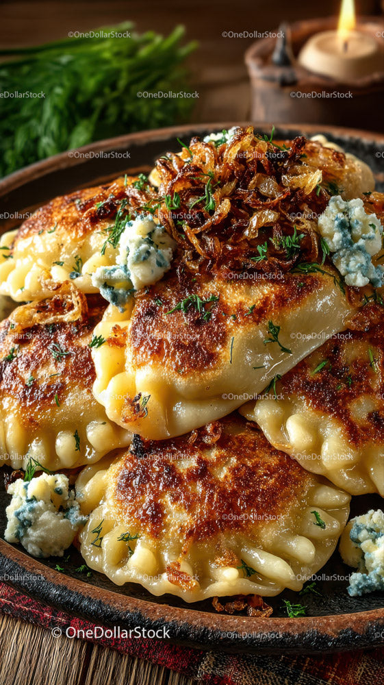 Polish Pierogi with Blue Cheese and Caramelized Onions Gourmet Food