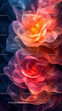 Vibrant Abstract Flower with Luminous Petals in Digital Art