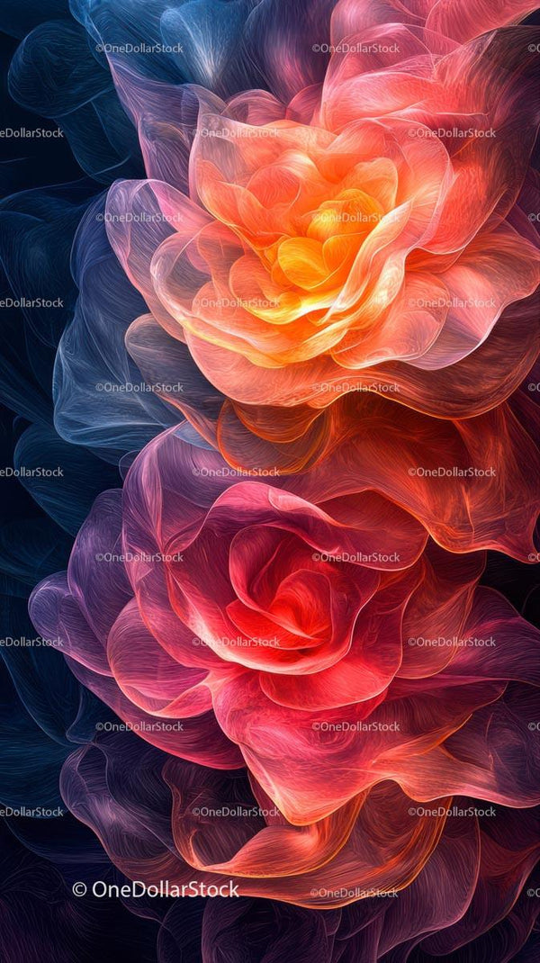 Vibrant Abstract Flower with Luminous Petals in Digital Art