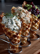 Waffles with Cream Cheese Cherry Jam and Fresh Herbs