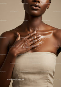 Elegant Dark-Skinned Woman with Radiant Skin and Natural Beauty
