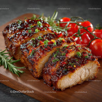 Glazed Pork Loin with Cherry Tomatoes and Fresh Herbs