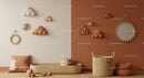 Cozy Nursery Wall Decor with Clouds Plush Toys and Mirrors