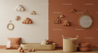 Cozy Nursery Wall Decor with Clouds Plush Toys and Mirrors