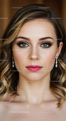 Elegant Woman's Portrait with Glamorous Makeup and Styled Hair