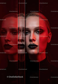Futuristic Female Portrait with Red Lighting and Dark Makeup Stock Photo Bundle preview 21