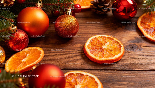 Festive Christmas Ornaments and Dried Orange Slices Decoration