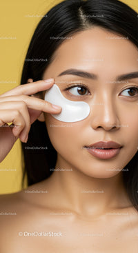 Young Woman Applying Eye Patch for Skincare Treatment