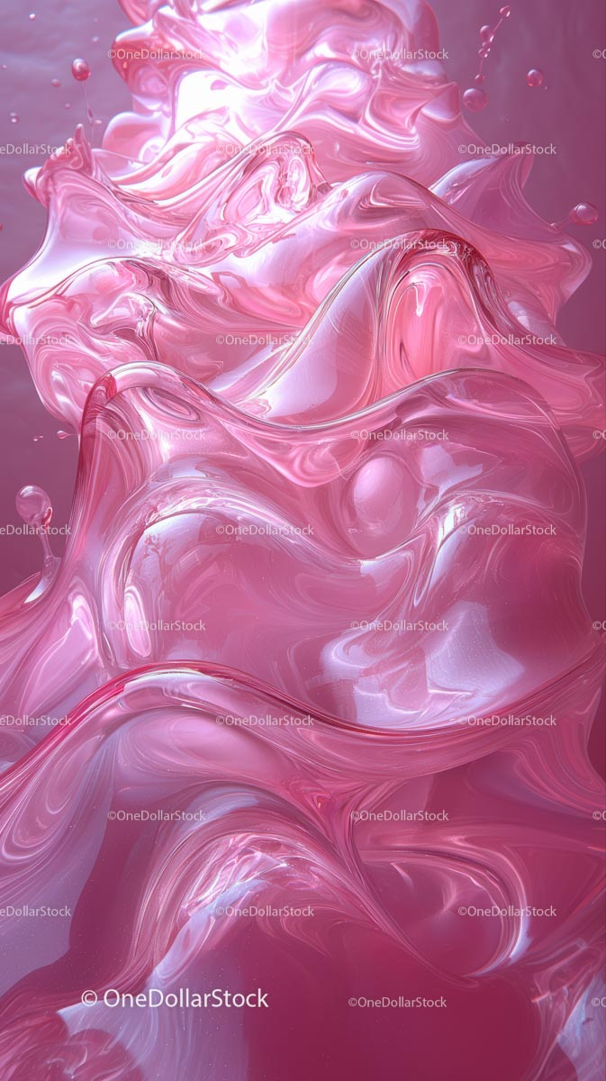 Pink Abstract Fluid Art with Swirling Marbled Patterns