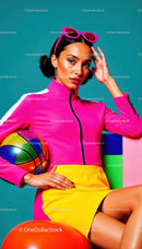 Vibrant Fashion Enthusiast with Colorful Basketball and Sunglasses