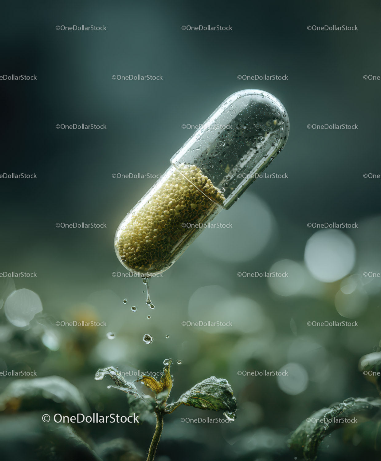 Close-up of Capsule Pill with Yellow Granules in Medical and Healthcare Setting