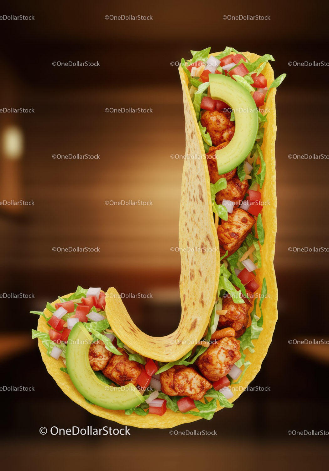 Taco Letter J przygotowane ze świeżych meksykańskich składników