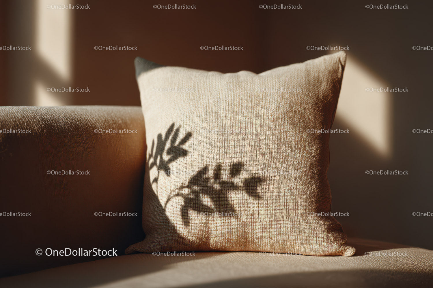 Beige Fabric Cushion on Sofa in Cozy Living Room