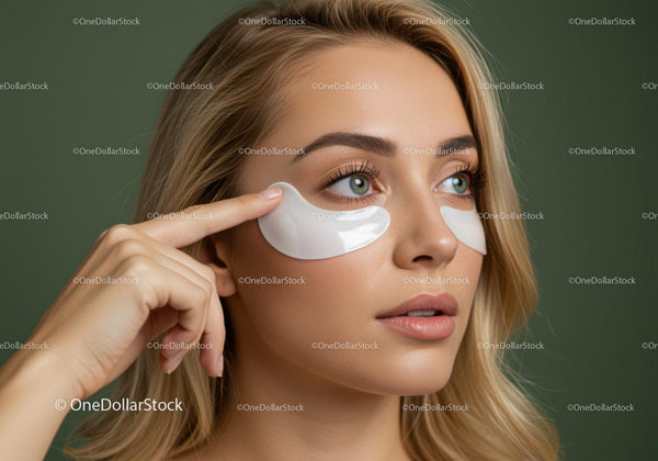 Close-Up of a Woman with Under Eye Patches for Skin Rejuvenation