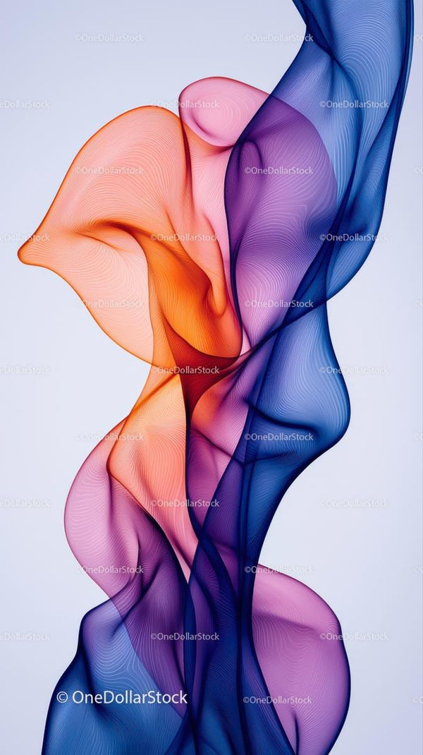 Colorful Abstract Smoke Waves Artistic Digital Illustration