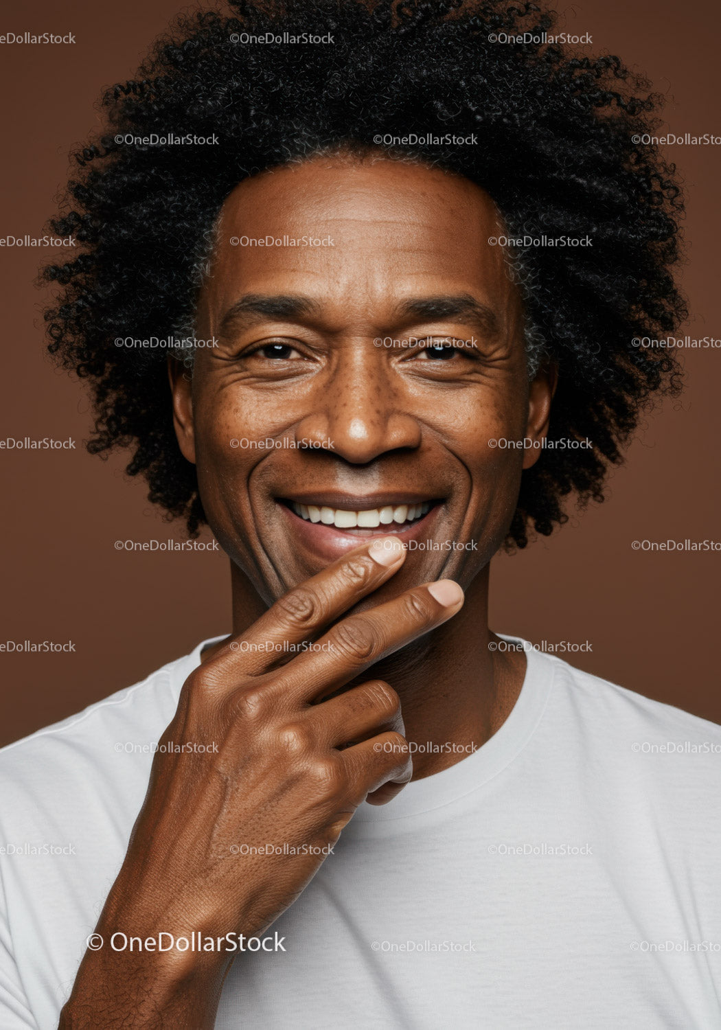 Smiling African American Man with Curly Hair and Bright Expression
