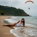 Serene Model at the Beach Embracing Nature's Beauty