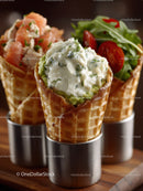 Gourmet Ice Cream Cones with Salmon Cherry Tomatoes Arugula and Herbs