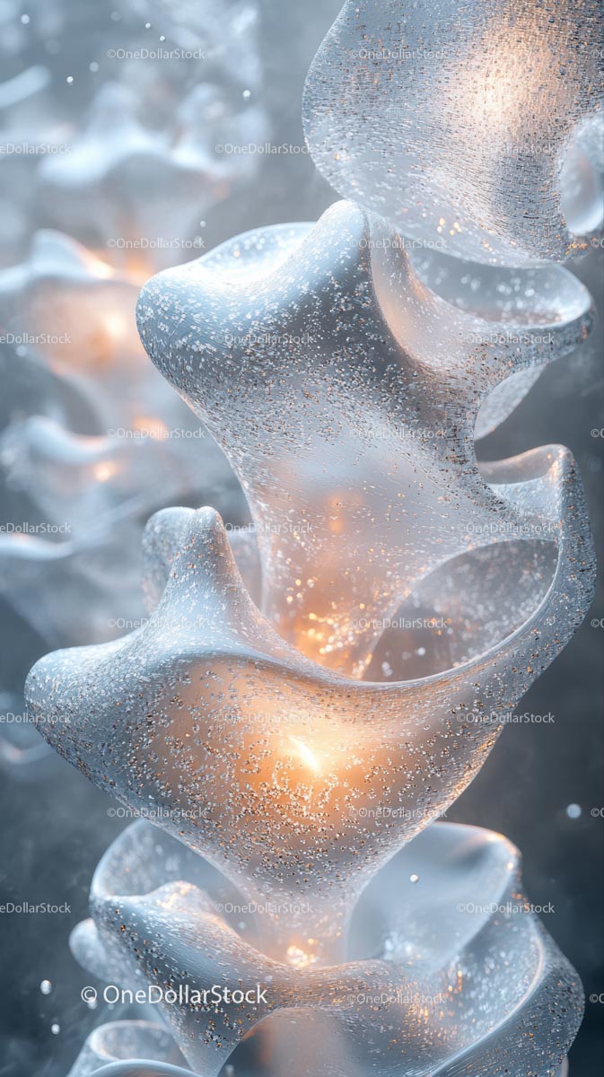 Elegant Ice Sculpture with Intricate Frozen Shapes and Sparkling Details