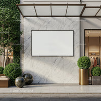 Blank Outdoor Advertising Billboard on Marble Wall