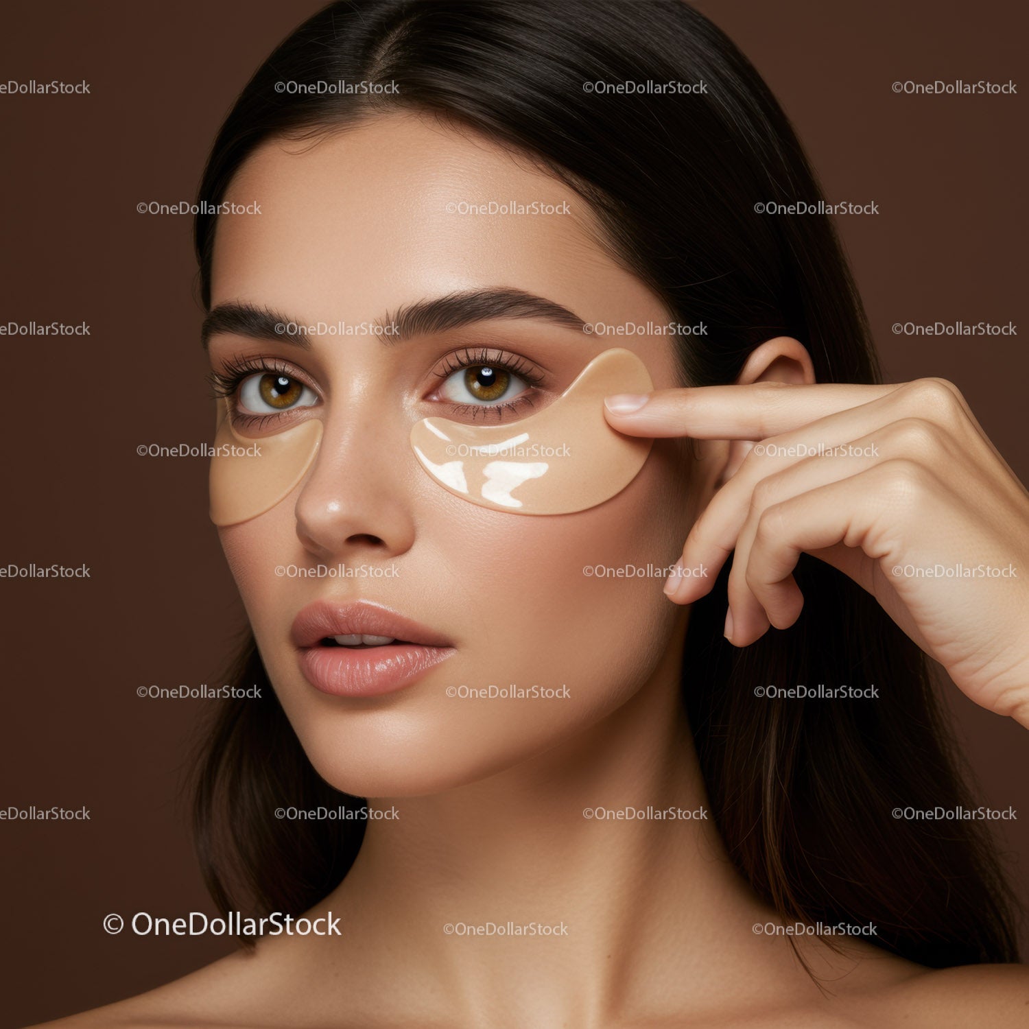 Young Woman Applying Under Eye Patches for Skin Rejuvenation