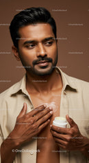 Male Grooming Skin Care Routine with Lotion Application