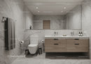 Elegant Modern Bathroom with Marble Walls and Wooden Vanity