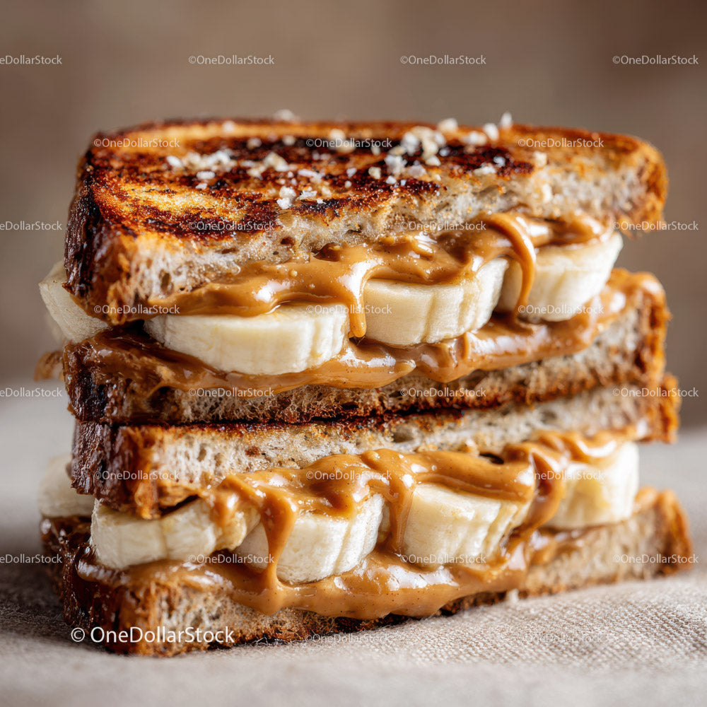 Banana and Peanut Butter Toast Sandwich with Crunchy Top