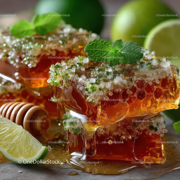 Delicious Honeycomb Drizzled with Fresh Lime and Mint