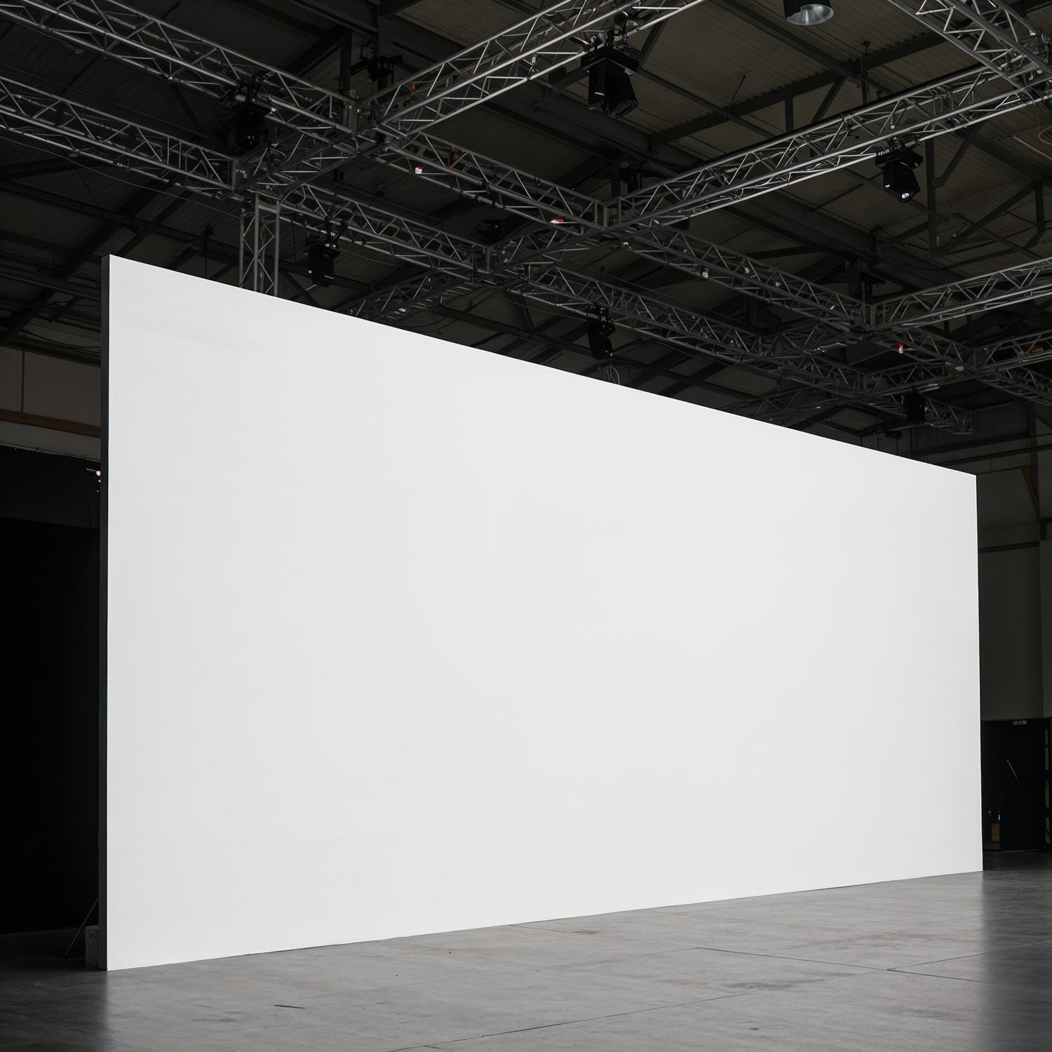 Large Blank White Projection Screen in Industrial Studio