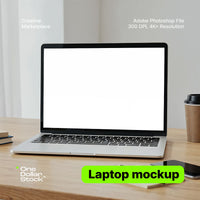 editable PSD mockup for Opened silver laptop