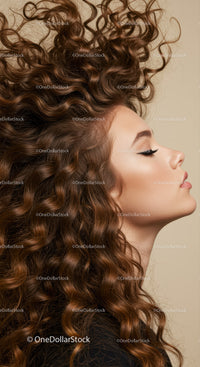 Profile of a Woman with Voluminous Curly Hair