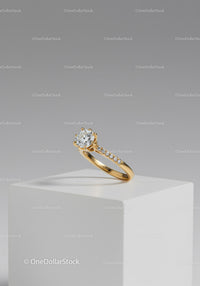 Elegant Diamond Engagement Ring in Gold with Sparkling Gemstone