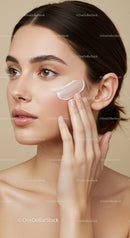 Elegant Woman Applying Skincare Cream for Flawless Skin