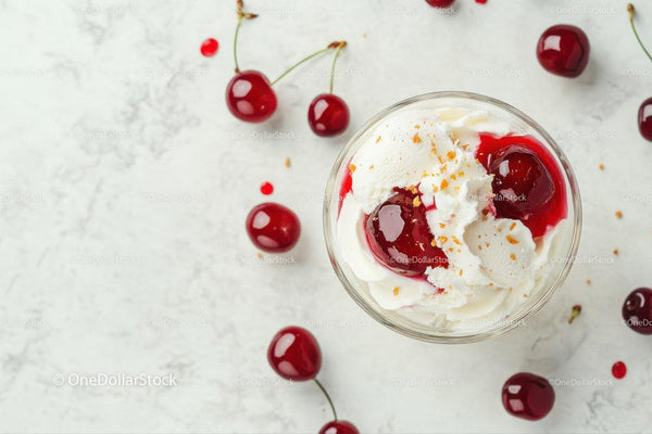 Creamy Cherry Ice Cream with Fresh Fruit Topping