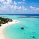 Tropical Paradise with Overwater Bungalows and Clear Turquoise Waters