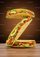 Savory chicken tacos arranged in number two shape