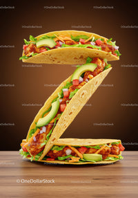 Savory chicken tacos arranged in number two shape