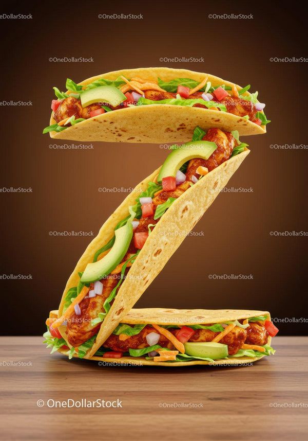 Savory chicken tacos arranged in number two shape