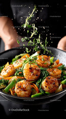 Seafood and Vegetable Stir-Fry with Juicy Shrimp and Fresh Greens