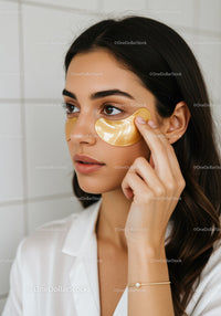 Young Woman Applying Under-Eye Patches for Skin Rejuvenation