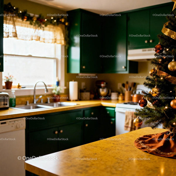 Cozy Kitchen with Festive Christmas Tree Décor