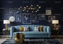 Cozy living room with celestial constellation decor